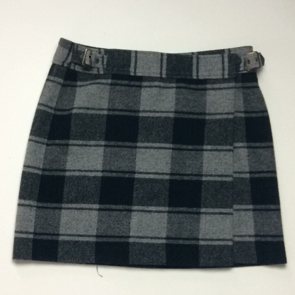 Lands' End Gray and Black Plaid Mini Skirt